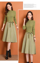 Load image into Gallery viewer, Elegant Knitted Sweater pleated Dress Female Autumn Winter Dress Long Sleeve Sweater  Women Dress Office Lady Casual Midi Dress