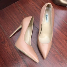 Load image into Gallery viewer, Wruchee  high heels shoes woman leopard patent pointed toe  women's shoes  12cm thin heels