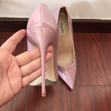 Load image into Gallery viewer, Wruchee  high heels shoes woman leopard patent pointed toe  women's shoes  12cm thin heels