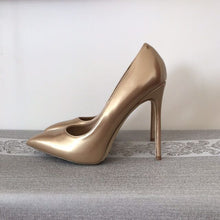 Load image into Gallery viewer, Wruchee  high heels shoes woman leopard patent pointed toe  women's shoes  12cm thin heels