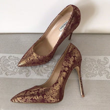 Load image into Gallery viewer, Wruchee  high heels shoes woman leopard patent pointed toe  women's shoes  12cm thin heels