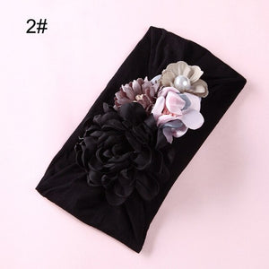 BalleenShiny Flower Princess Headband Baby Girls Super Soft Cute Pearl Turban Headwear Child Kids Fashion Hair Accessories Gift