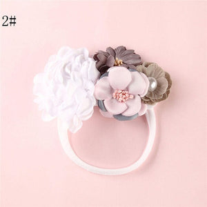 BalleenShiny Flower Princess Headband Baby Girls Super Soft Cute Pearl Turban Headwear Child Kids Fashion Hair Accessories Gift