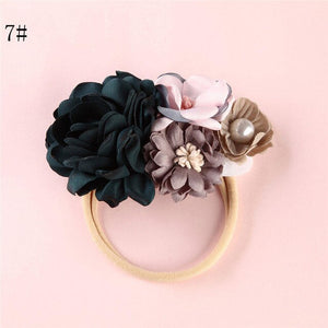 BalleenShiny Flower Princess Headband Baby Girls Super Soft Cute Pearl Turban Headwear Child Kids Fashion Hair Accessories Gift
