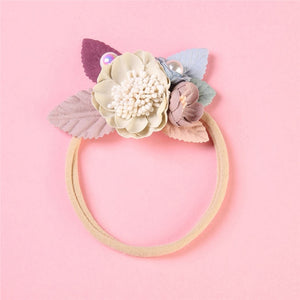 BalleenShiny Flower Princess Headband Baby Girls Super Soft Cute Pearl Turban Headwear Child Kids Fashion Hair Accessories Gift