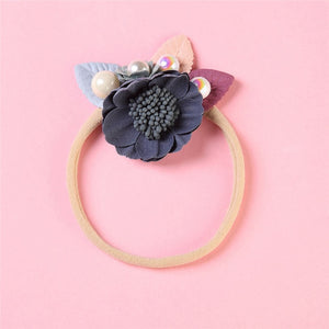 BalleenShiny Flower Princess Headband Baby Girls Super Soft Cute Pearl Turban Headwear Child Kids Fashion Hair Accessories Gift