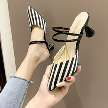 Load image into Gallery viewer, Women Fashion Comfortable Slip on High Heel Shoes Lady Casual Flock Summer Slip on High Heel Pumps Vrouwen Hoge Hakken E871