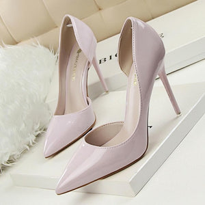 New 2019 Women pumps Elegant pointed toe patent leather office lady Shoes Spring Summer High heels Wedding Bridal Shoes