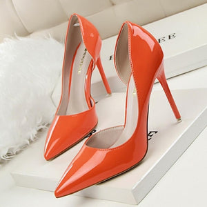 New 2019 Women pumps Elegant pointed toe patent leather office lady Shoes Spring Summer High heels Wedding Bridal Shoes