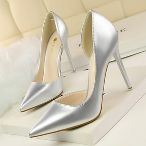 New 2019 Women pumps Elegant pointed toe patent leather office lady Shoes Spring Summer High heels Wedding Bridal Shoes