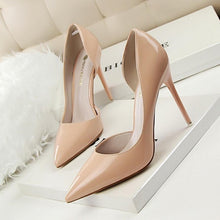Load image into Gallery viewer, New 2019 Women pumps Elegant pointed toe patent leather office lady Shoes Spring Summer High heels Wedding Bridal Shoes