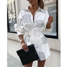 Load image into Gallery viewer, Meihuida Summer Autumn Women Long Sleeve Mini Shirt Dress Button V Neck Three Quarter Sleeve Waist Collection Blouses Dress
