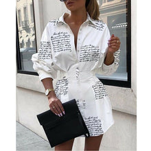 Load image into Gallery viewer, Meihuida Summer Autumn Women Long Sleeve Mini Shirt Dress Button V Neck Three Quarter Sleeve Waist Collection Blouses Dress