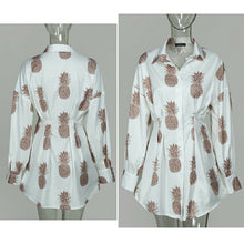 Load image into Gallery viewer, Meihuida Summer Autumn Women Long Sleeve Mini Shirt Dress Button V Neck Three Quarter Sleeve Waist Collection Blouses Dress