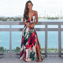 Load image into Gallery viewer, Women's Sling Floral Long Dresses arrival Summer Boho V-Neck Sleeveless  Party Beach Floarl Print  Maxi Dress Casual Sundress
