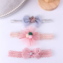 Load image into Gallery viewer, Warmom 3PCS Baby Girls Crown Flower Headband Headwear Set Infant Newborn Princess Elastic Bowknot Lace Hair Accessories Hairband