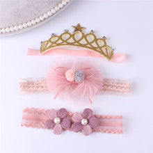 Load image into Gallery viewer, Warmom 3PCS Baby Girls Crown Flower Headband Headwear Set Infant Newborn Princess Elastic Bowknot Lace Hair Accessories Hairband