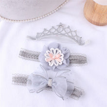 Load image into Gallery viewer, Warmom 3PCS Baby Girls Crown Flower Headband Headwear Set Infant Newborn Princess Elastic Bowknot Lace Hair Accessories Hairband
