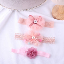 Load image into Gallery viewer, Warmom 3PCS Baby Girls Crown Flower Headband Headwear Set Infant Newborn Princess Elastic Bowknot Lace Hair Accessories Hairband