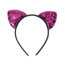Load image into Gallery viewer, Yundfly New Glitter Can Flip Sequins Cat Ear Girl Hair Band Kids Baby Cute Cat Ear Hair Bands Halloween Headdress Gifts