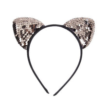 Load image into Gallery viewer, Yundfly New Glitter Can Flip Sequins Cat Ear Girl Hair Band Kids Baby Cute Cat Ear Hair Bands Halloween Headdress Gifts