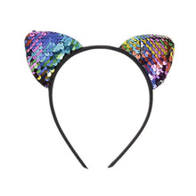 Load image into Gallery viewer, Yundfly New Glitter Can Flip Sequins Cat Ear Girl Hair Band Kids Baby Cute Cat Ear Hair Bands Halloween Headdress Gifts