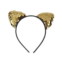Load image into Gallery viewer, Yundfly New Glitter Can Flip Sequins Cat Ear Girl Hair Band Kids Baby Cute Cat Ear Hair Bands Halloween Headdress Gifts
