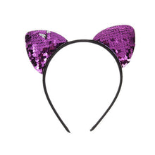 Load image into Gallery viewer, Yundfly New Glitter Can Flip Sequins Cat Ear Girl Hair Band Kids Baby Cute Cat Ear Hair Bands Halloween Headdress Gifts