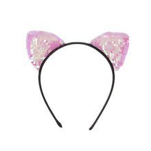 Load image into Gallery viewer, Yundfly New Glitter Can Flip Sequins Cat Ear Girl Hair Band Kids Baby Cute Cat Ear Hair Bands Halloween Headdress Gifts