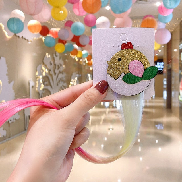 Cute Girls Hairpin Child cartoon unique wig hairpin unicorn hairpin female cute girl baby side clip bangs clip hair accessories