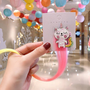 Cute Girls Hairpin Child cartoon unique wig hairpin unicorn hairpin female cute girl baby side clip bangs clip hair accessories