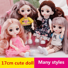 Load image into Gallery viewer, New 16 cm BJD Mini Doll 13 Movable Joint Girl Baby 3D Big Eyes Beautiful DIY Toy Doll With Clothes Dress Up 1/12 Fashion Doll