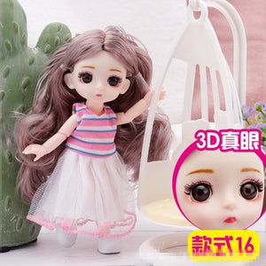 New 16 cm BJD Mini Doll 13 Movable Joint Girl Baby 3D Big Eyes Beautiful DIY Toy Doll With Clothes Dress Up 1/12 Fashion Doll