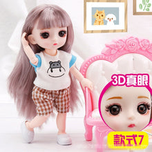 Load image into Gallery viewer, New 16 cm BJD Mini Doll 13 Movable Joint Girl Baby 3D Big Eyes Beautiful DIY Toy Doll With Clothes Dress Up 1/12 Fashion Doll