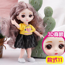 Load image into Gallery viewer, New 16 cm BJD Mini Doll 13 Movable Joint Girl Baby 3D Big Eyes Beautiful DIY Toy Doll With Clothes Dress Up 1/12 Fashion Doll