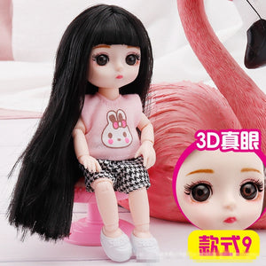 New 16 cm BJD Mini Doll 13 Movable Joint Girl Baby 3D Big Eyes Beautiful DIY Toy Doll With Clothes Dress Up 1/12 Fashion Doll