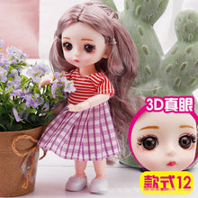 Load image into Gallery viewer, New 16 cm BJD Mini Doll 13 Movable Joint Girl Baby 3D Big Eyes Beautiful DIY Toy Doll With Clothes Dress Up 1/12 Fashion Doll