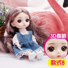 Load image into Gallery viewer, New 16 cm BJD Mini Doll 13 Movable Joint Girl Baby 3D Big Eyes Beautiful DIY Toy Doll With Clothes Dress Up 1/12 Fashion Doll