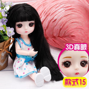 New 16 cm BJD Mini Doll 13 Movable Joint Girl Baby 3D Big Eyes Beautiful DIY Toy Doll With Clothes Dress Up 1/12 Fashion Doll