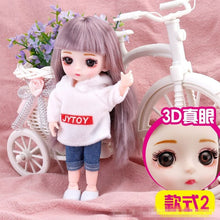 Load image into Gallery viewer, New 16 cm BJD Mini Doll 13 Movable Joint Girl Baby 3D Big Eyes Beautiful DIY Toy Doll With Clothes Dress Up 1/12 Fashion Doll