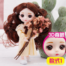 Load image into Gallery viewer, New 16 cm BJD Mini Doll 13 Movable Joint Girl Baby 3D Big Eyes Beautiful DIY Toy Doll With Clothes Dress Up 1/12 Fashion Doll