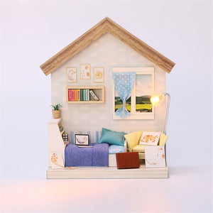 Doll House Furniture Diy Miniature 3D Wooden Miniaturas Dollhouse Toys for Children Birthday Gifts Casa Kitten Diary H013