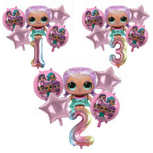 Load image into Gallery viewer, 6pcs LOL Surprise Birthday Balloons LOL Party Supplies Number Balloons Set Home Decoration Birthday Party Decorations Kids