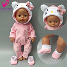 Load image into Gallery viewer, 43cm New Born Baby Doll Clothes Rompers for 17 Inch Baby Bona Doll Pants Hat for Toy Wear