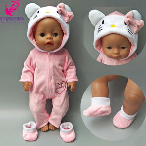 43cm New Born Baby Doll Clothes Rompers for 17 Inch Baby Bona Doll Pants Hat for Toy Wear