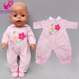 43cm New Born Baby Doll Clothes Rompers for 17 Inch Baby Bona Doll Pants Hat for Toy Wear