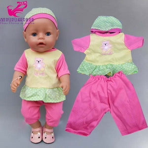 43cm New Born Baby Doll Clothes Rompers for 17 Inch Baby Bona Doll Pants Hat for Toy Wear