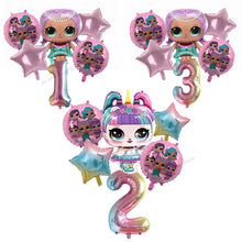 Load image into Gallery viewer, 6pcs LOL Surprise Birthday Balloons LOL Party Supplies Number Balloons Set Home Decoration Birthday Party Decorations Kids