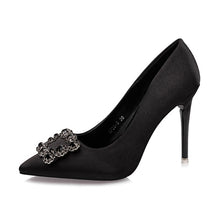 Load image into Gallery viewer, Women's shoes PUMPS point shallow mouth 10.5CM high heels nightclub sexy stiletto buckle diamond rhinestone wedding shoes