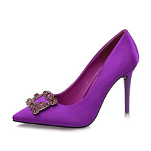 Load image into Gallery viewer, Women's shoes PUMPS point shallow mouth 10.5CM high heels nightclub sexy stiletto buckle diamond rhinestone wedding shoes